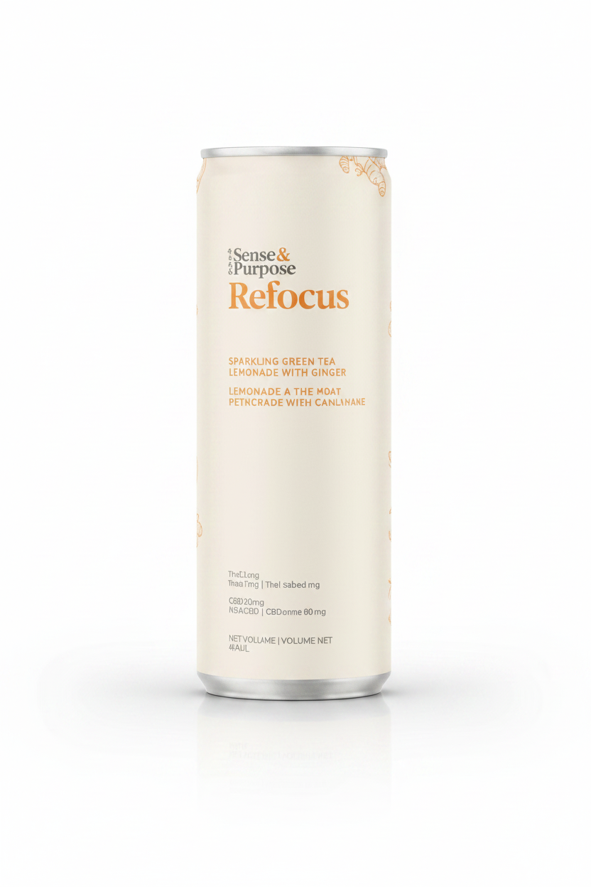Sense & Purpose | Refocus: Sparkling Green Tea Lemonade with Ginger | 355ml